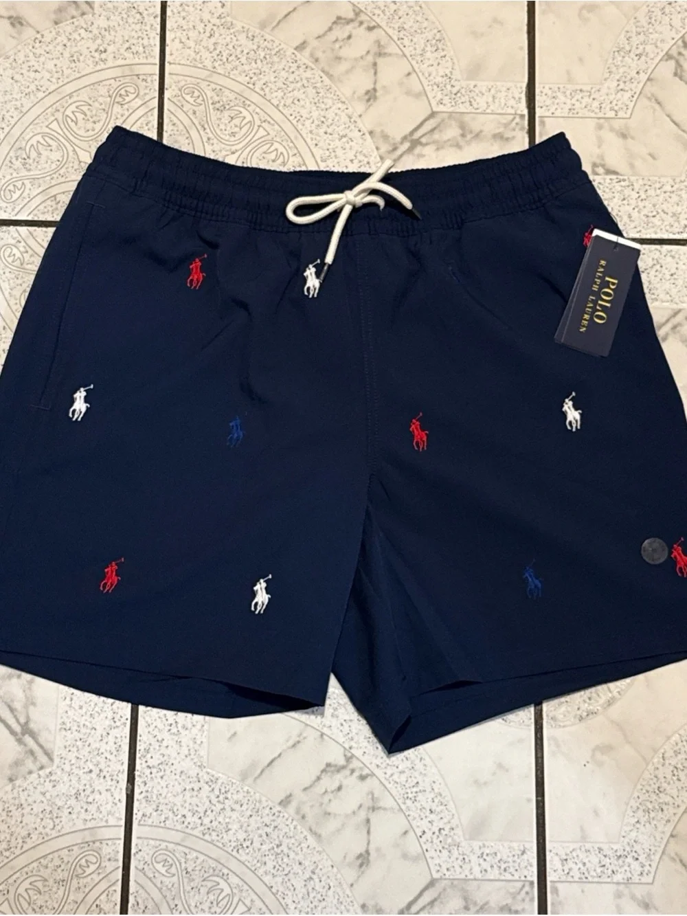 New Polo Ralph Lauren 5.75” Traveler Classic Swim Trunks Navy Men’s Size Medium